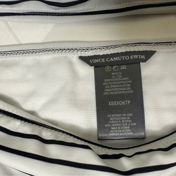 Vince Camuto  2 Pice White and Black Swimsuit  Stripe Bikini Size XS New - Picture 9 of 9